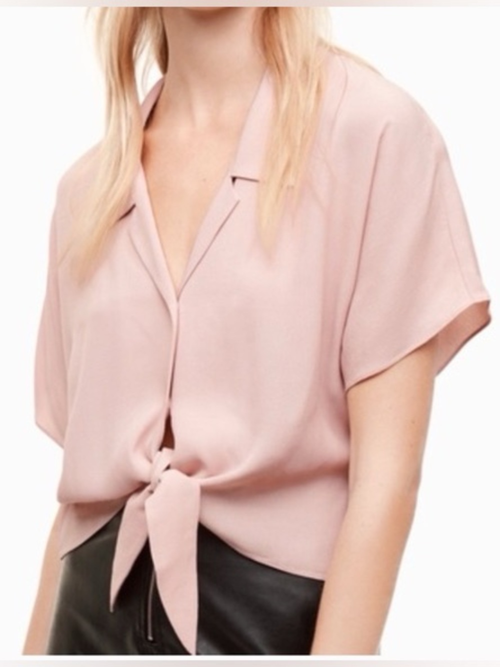 Wilfred Tie-Front Short Sleeve pink Blouse